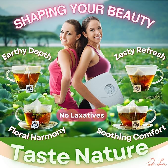 Dr. Lu’s Happy Slim Tea | 100% Natural Detox Tea for Body Balance & Shape | Colon Cleanse tea for Bloating & Digestion | 11 Inno-Cleanse Herbs incl. Hawthorn, Lotus Leaf, Burdock, Dandelion | Laxative-Free - Bloomnest