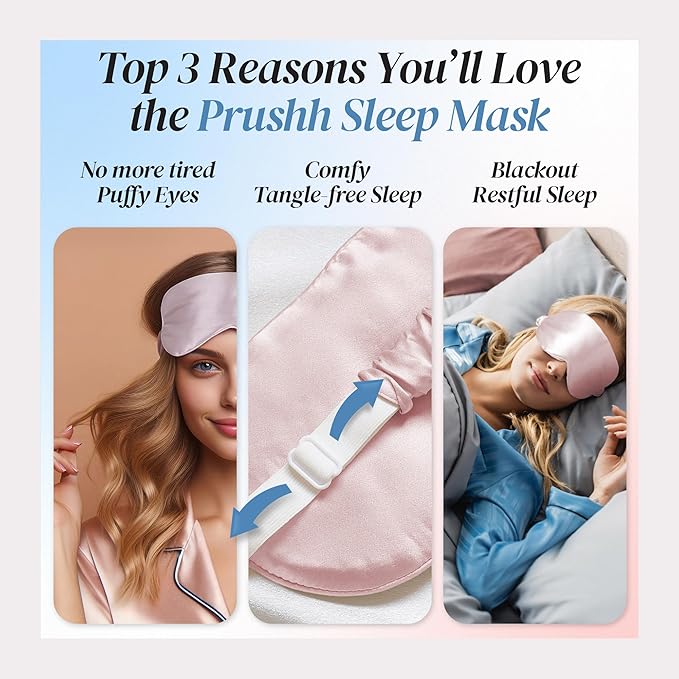 Adjustable Silk Sleep Mask Eye Covers | 100% Pure 6A Mulberry Silk | Blackout & Hypoallergenic | Concealed Strap for Women & Men | for Sleeping & Travel (Pink) - Bloomnest