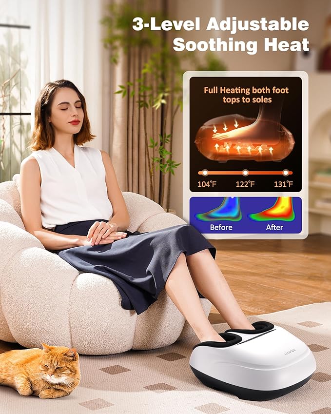 Shiatsu Foot Massager Machine with Heat & Remote, 2025 Upgraded Deep Kneading Feet Massager for Plantar Fasciitis & Neuropathy, 3 Heat Levels, Multi-Mode Massage, Auto-Off Timers, Gifts for Women Men - Bloomnest