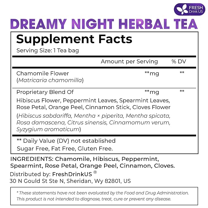 Refreshing Mint Herbal 60 Tea Bags – Special Blend Of Spearmint and Peppermint with Chamomile, and Top Herbal Ingredients for Digestive Comfort & Relaxation, Caffeine-Free, Naturally Sweet, Non GMO - Bloomnest