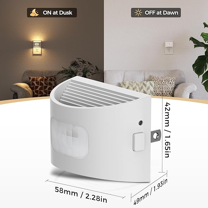 DORESshop LED Night Light[2 Pack], Night Lights Plug into Wall, 3 Mode Plug in Night Light with Motion Sensor, Dusk to Dawn Sensor, Nightlights for Adults, Bedroom, Bathroom, Hallway, White Cover - Bloomnest