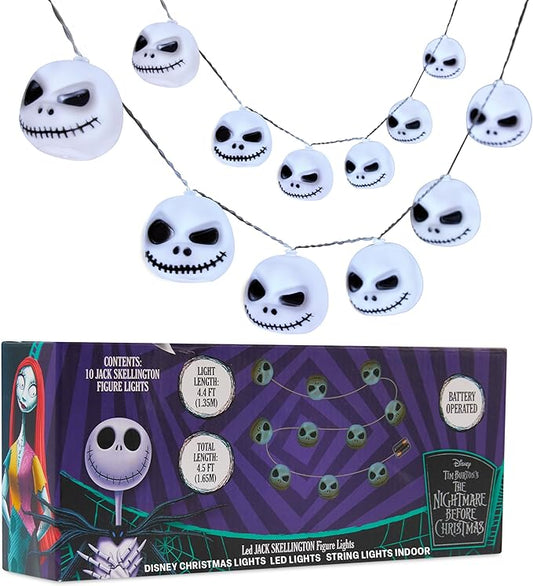 Disney The Nightmare Before Christmas LED String Lights for Kids, Teens, Adults, 10 Jack Skellington 65” Fairy Lights, Gifts for Kids (White Nightmare Before Christmas) - Bloomnest