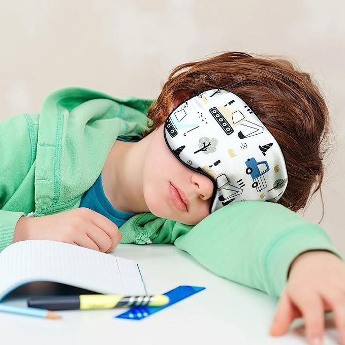 2 Pcs Sleep Mask,Construction Vehicles Masks with Adjustable Buckle for Sleeping,Soft Eye Masks for Sleep,Blackout Sleep Mask for Kids Teens Home Travel Party Game Eye Cover Blindfold - Bloomnest