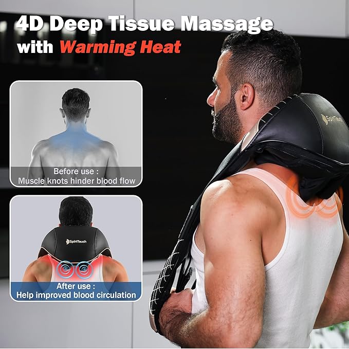 Pro Shiatsu Neck Massager with Heat,4D Heated Neck and Shoulder Massager,Neck Massager for Pain Relief Deep Tissue,Shoulder Massager with Heat, Kneading Massager Machine for Pain Relief - Bloomnest