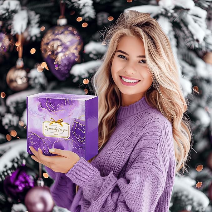 Bath Gift Set for Women, Christmas Stocking Stuffers for Women, Birthday White Elepant Gifts for Wife Her Sister Mom Auntie Grandma Friends, Relaxing Spa Self Care Lavender Bath Bombs Set﻿ - Bloomnest