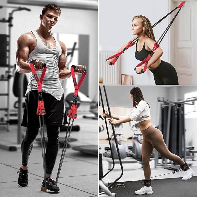 Heavy Resistance Bands for Working Out, 300lbs/360lb/420lb Exercise Bands Workout Bands with Handles, Door Anchor, Ankle Straps, Home Gym Workout Equipment for Men Fitness Strength Training Stretching - Bloomnest
