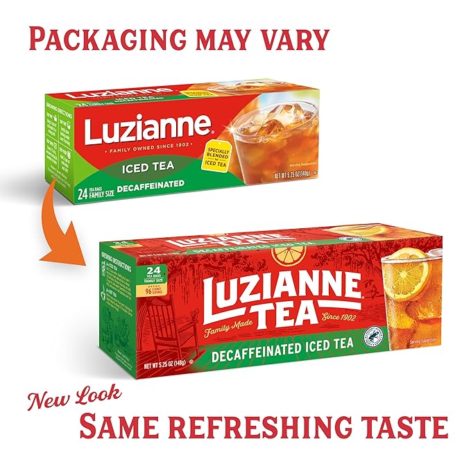 Luzianne Decaffeinated Iced Tea Bags, Family Size, 24ct Box (Pack of 6) - Bloomnest