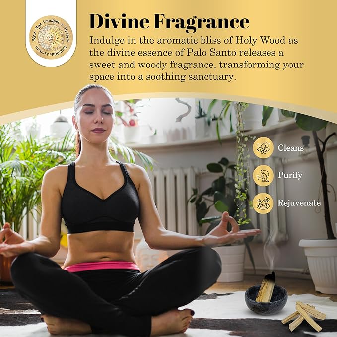 Sacred Palo Santo Wood Incense Sticks - New Age Smudges & Herbs | Harness 'Holy Wood' for Cleansing, Meditation & Energy | Ethically Sourced, Aromatic | 6 Premium Sticks for Spiritual Enrichment New+Age+Smudges+%26+Herbs
