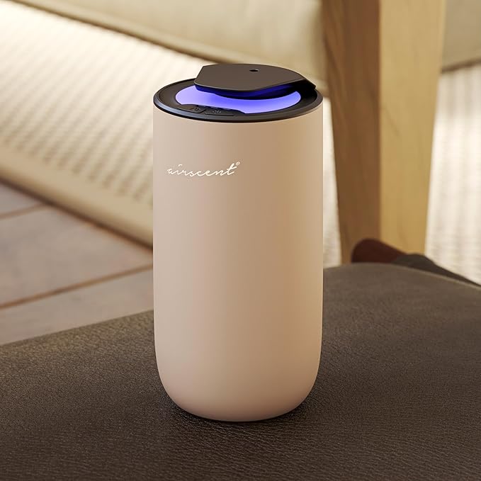 The AirScent Mini Waterless Diffuser for for Homes, Offices, Spas and Hotels - Gold Finish - Fragrance Oil Aromatherapy Diffuser for Aesthetic Scenting -15 mL Capacity - Night Light Feature - Bloomnest