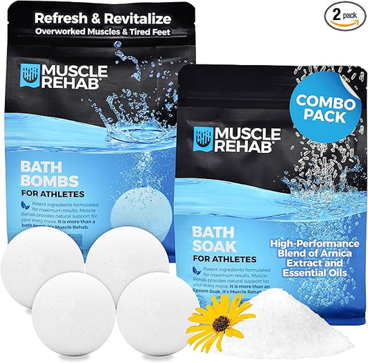 Dynamic Recovery Combo Set: Epsom Salt Soak & Bath Bombs | Muscle Soak and Skin Hydration (2) Pack - Bloomnest