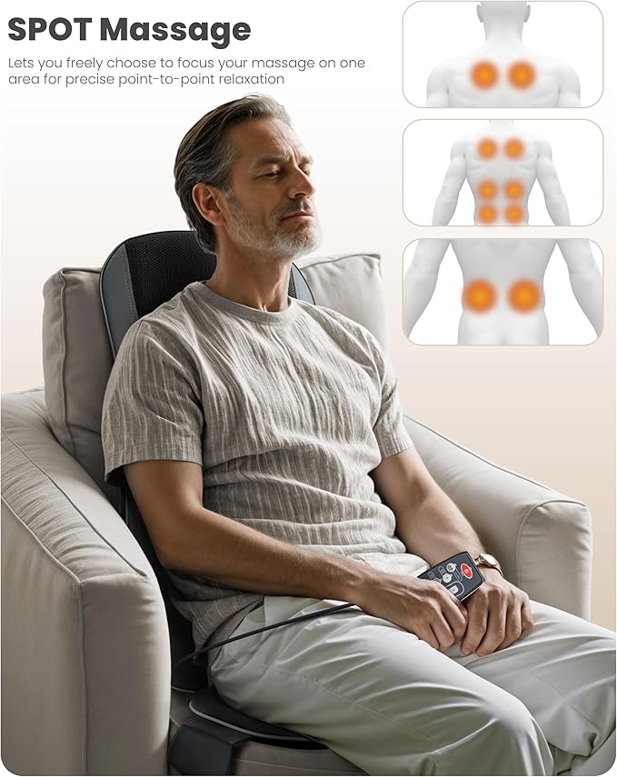 COMFIER Shiatsu Massage Seat Cushion with Heat,Full Back Massager for Chair with 2 Shiatsu Speeds,Heated Chair Massage Pad with Spot,Massage Seat Pad for Home or Office Use - Bloomnest