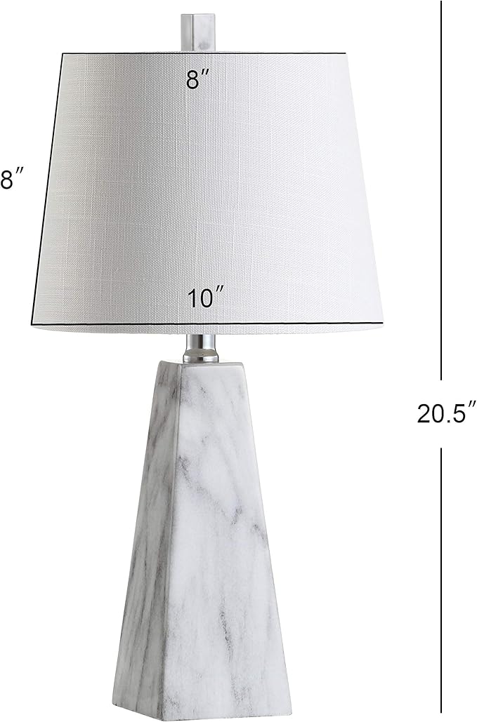 JONATHAN Y JYL1037A Owen 20.5" Resin LED Table Lamp, Contemporary, Office, Living Room, Family Room, Dining Room, Bedroom, Hallway, White Marble Finish - Bloomnest