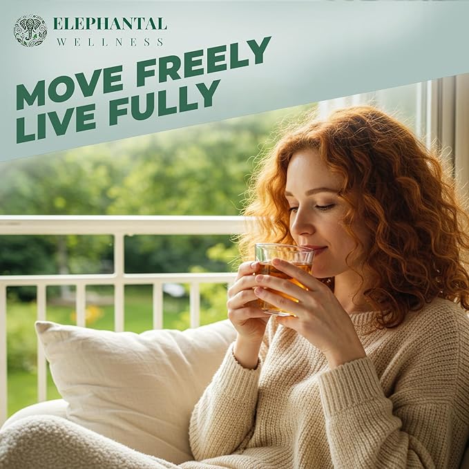Elephantal Wellness Premium Inflammation Herbal Tea | Comfort & Mobility Blend with Turmeric, Boswellia, White Willow Bark & Ginger | Handmade, Non-GMO, Caffeine-Free Loose Leaf, 4oz, 40 Servings - Bloomnest
