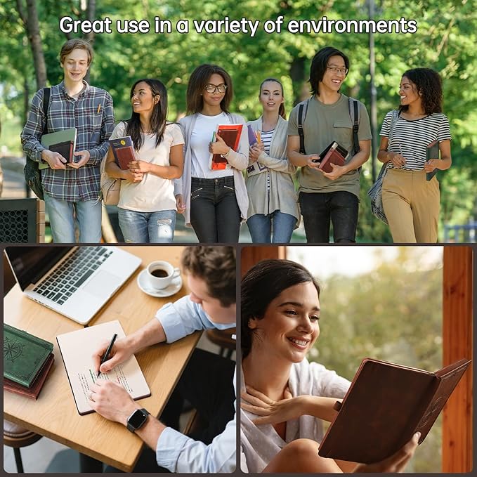 AHGXG Thick Journal Dotted Notebook for Men - 320 Numbered Pages A5 Notebook for Writing, 100gsm Dot Paper, Vintage Leather Hardcover, for Women Work Office School, 5.75'' X 8.38''- Black - Bloomnest