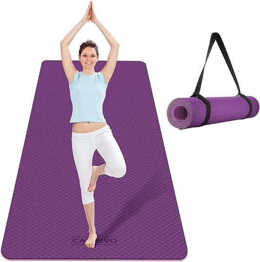 CAMBIVO Extra Wide Yoga Mat for Women and Men (72"/84"x 32"x 1/4") TPE Workout Mat, Non-slip Large Exercise Fitness Mat for Yoga, Pilates, Workout - Bloomnest