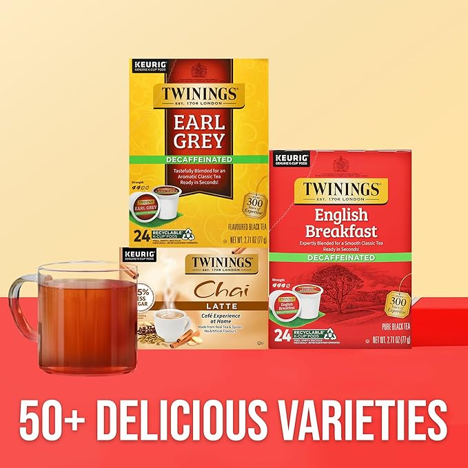 Twinings Decaffeinated Earl Grey Black Tea K-Cup Pods for Keurig, 24 Count (Pack of 1), Flavoured with Citrus and Bergamot, Enjoy Hot or Iced - Bloomnest
