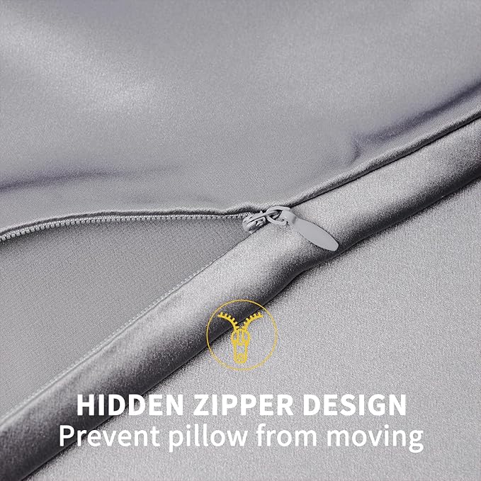 ZIMASILK 100% Pure Mulberry Silk Pillowcase for Hair and Skin Health,Soft and Smooth,Both Sides Premium Grade 6A Silk,600 Thread Count,with Hidden Zipper,1pc(Standard 20''x26'',Silver Grey) - Bloomnest