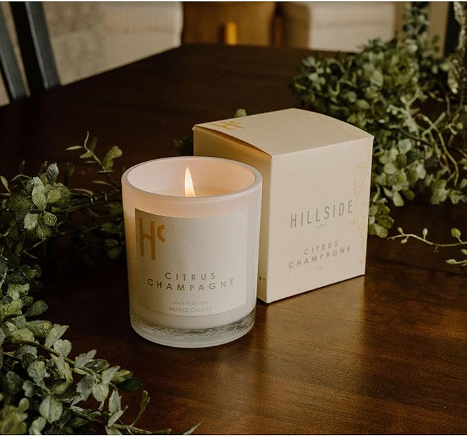 Citrus Champagne Single Wick Soy Candles, Luxury Scented Candles for Home - Up to 60 Hour Burn Time, Cruelty-Free Soy Wax Blend - Citrus Fragrance, Notes of Berries & Jasmine (9 oz) - Bloomnest