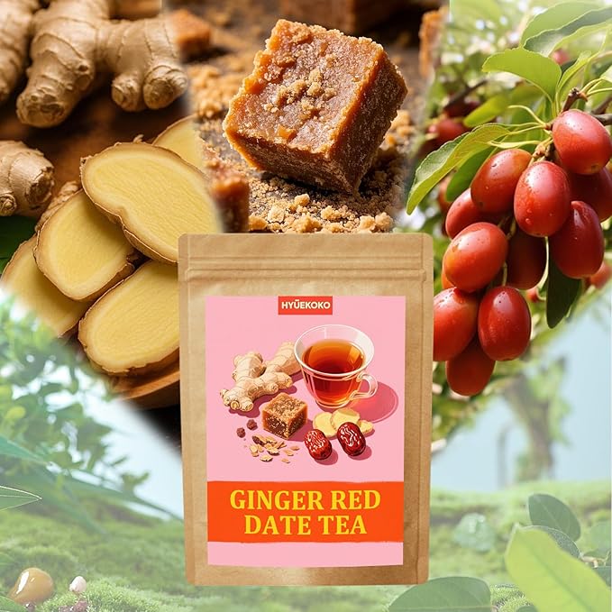 20 Bags Ginger Red Date Tea, Caffeine-Free Natural Ingredients Herbal Tea Bags, No Additives, Daily Enjoyment Tea for Women - Bloomnest