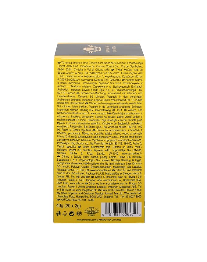 Ahmad Tea Lemon & Lime Twist Black Tea, 20-Count Boxes (Pack of 6) - Bloomnest