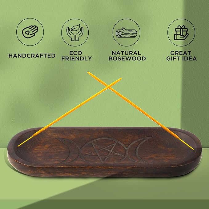 raajsee Incense Holder Hand Carved -Incense Burner Holder –Ash Catcher - Incense Stick Holder - Meditation & Yoga - Great Gift for Any Occasion Size 11x4 inch - Bloomnest