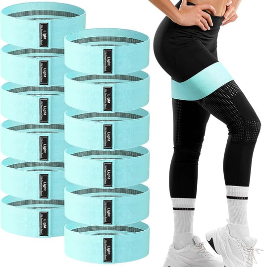 12 Pcs Fabric Resistance Bands for Working Out Booty Workout Stretch Exercise Bands Non Slip for Legs Squat Resistance Loop for Women Men Starter Butt Hip Thigh Fitness - Bloomnest