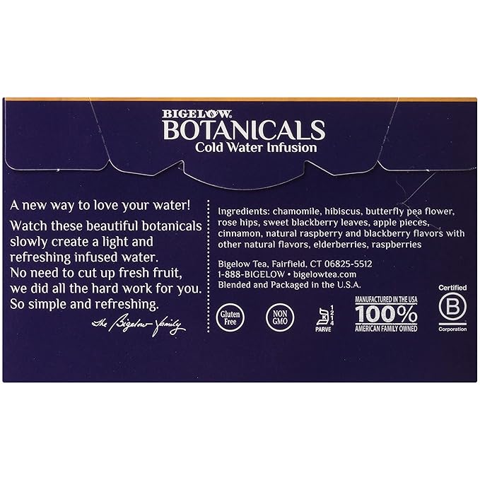 Bigelow Botanicals Cold Water Infusion Blackberry Raspberry Hibiscus Tea Bags 18 Count Box (Pack of 3), Herbal Infusion, Caffeine Free, 54 Tea Bags Total - Bloomnest
