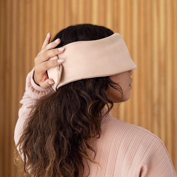 Baloo Silk Weighted Sleep Mask (Petal - 0.6 lb) | Light Blocking & Sound Muffling Eye Mask for Sleeping | Cool, Soft & Comforting - Bloomnest