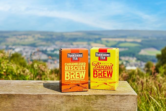 Yorkshire Tea Caramelised Biscuit Brew, Pillow Tea Bags, 40 Count (Pack of 4), Caffeinated, Enjoy Hot or Iced, 40 Teabags - Bloomnest