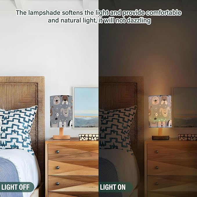 Yuiboo Bedside Lamps Cute Dog Faces Gray Night Light Lamp Trendy Night Light for Kids Home Office lampara de Noche para - Bloomnest