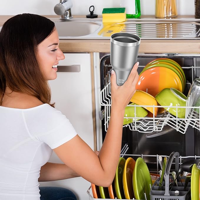 WETOWETO 30oz Tumbler, Stainless Steel Vacuum Insulated Water Coffee Tumbler Cup, Double Wall Powder Coated Spill-Proof Travel Mug Thermal Cup for Home Outdoor (Stainless, 1 Pack)