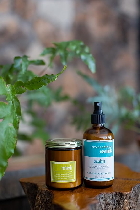 ECO CANDLE CO. Essentials Candle, Refresh, 8 oz. - 100% Soy Wax, No Lead, Hand Poured, Phthalate Free, Made from Midwest Grown Soybeans, All Natural Wicks - Bloomnest