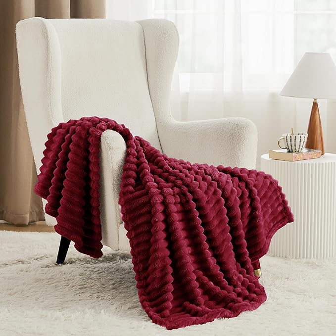 Bedsure GentleSoft Deep Red Blanket for Couch - Cozy Soft Blankets for Women, Cute Small Throws for Girls, 50x60 Inches - Bloomnest