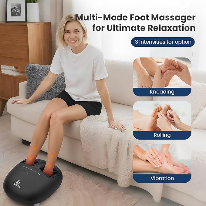 COMFIER Shiatsu Heated Foot Massager with Heat for Plantar Fasciitis Neuropathy, Deep Kneading Vibration Feet Massager for Mon Dad Men Women-Home Office Use - Bloomnest