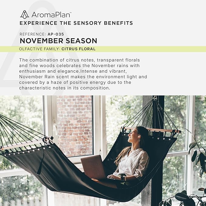 AromaPlan Hotel Scents November Season 5 Fl Oz (148ml), Home Luxury Aroma & Hotel Fragrance Diffuser Oil- Hotel Diffuser Oil for Aromatherapy- USA Made, Bigger Bottle, Bolder Aroma & Longer Lasting - Bloomnest