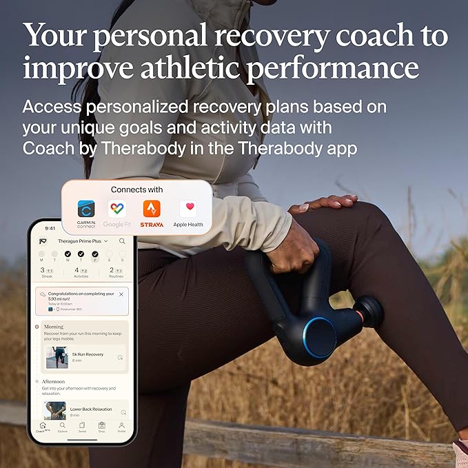 TheraGun Therabody Prime Plus Heated, Powerful Massage Gun for Enhanced Warm-Up & Workout Recovery - Quiet Deep Tissue Massager for Body and Back Pain Relief - Leg & Back Massager with Heat - Bloomnest
