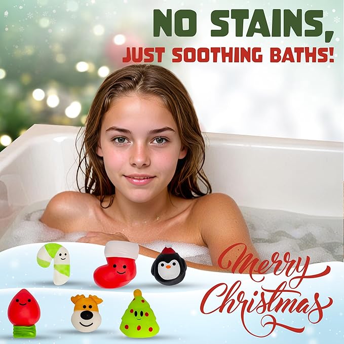 Christmas Bath Bombs for Kids with Surprise Toys Inside (6 Pack) - Holiday Gifts and Stocking Stuffers for Boys and Girls - Bubble Treats with Cheerful Scents, USA Made by Two Sisters - Bloomnest