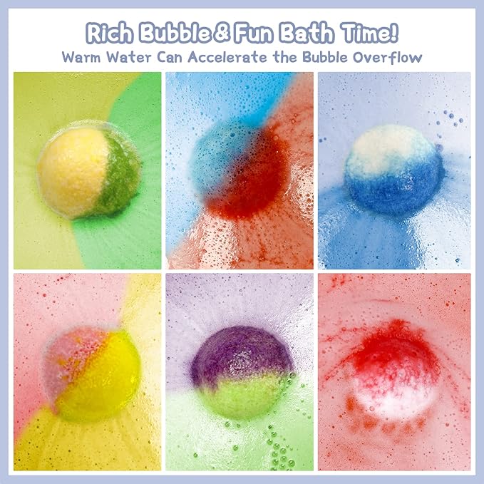 Bath Bombs for Kids, 12pcs Bath Bombs with Surprise Crystal Toys Inside, Handmade Natural and Organic Bubble Bath Fizzies, Birthday Easter Gift for Girls and Boys - Bloomnest