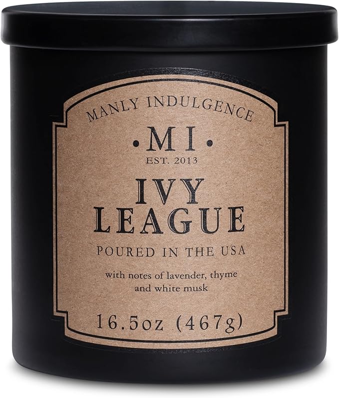Manly Indulgence Ivy League Scented Candles for Men, 16.5 oz Single Wick, Premium Soy Blend Wax, 60H Burn, Candles for Home Scented – Made in The USA - Bloomnest