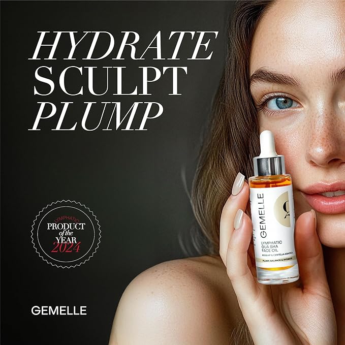 GEMELLE Lymphatic Gua Sha Face Oil | 10x Award Winner | Vitamin C,E & A | Detox, Plump, Sculpt, Hydrate | High-Altitude Rosehip | Natural Botanical for Gua Sha Facial Tools, Lymphatic Drainage - 15ml - Bloomnest