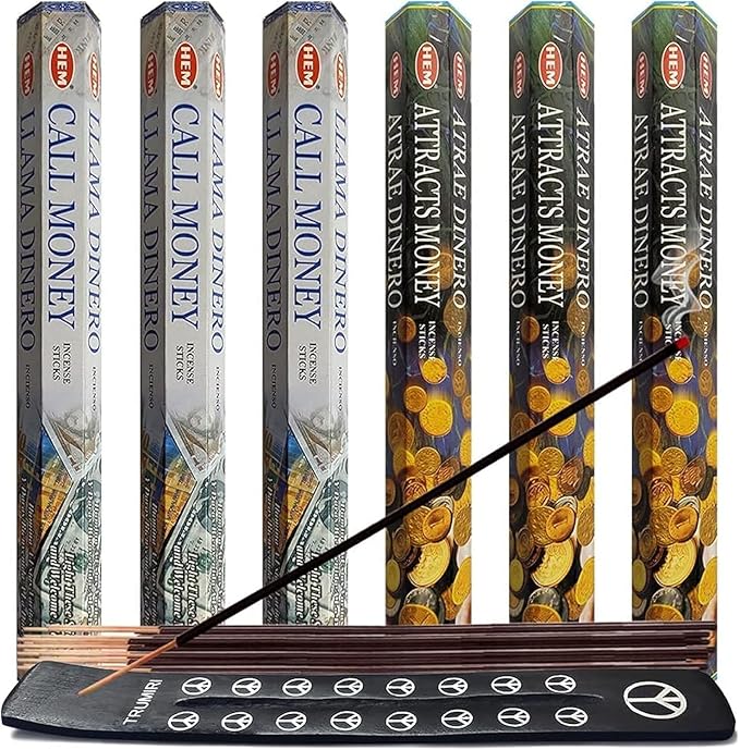 Call Money & Attracts Money Incense Sticks & Holder Bundle Variety Pack from Hem Trumiri Insense Insence