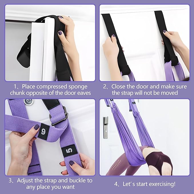 Leg Stretcher Strap, Stretching Equipment with Door Anchor Flexibility Trainer Backbend Assist for Dance Aerial Yoga Ballet Leg Stretching Exercise - Bloomnest
