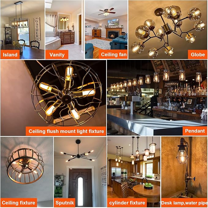 LiteHistory E26 LED Bulb 6W Equivalent e26 led Bulb 60 Watt Dimmable Warm White 2700K E26 Edison Bulb AC120V 600lm Tubular T14 T45 LED Bulb for Pendant, Sputnik,Vanity,Chandeliers Pack of 6 - Bloomnest