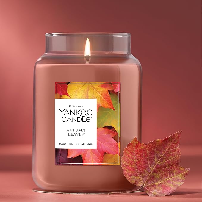 Yankee Candle Autumn Leaves, Fall Scented Candle, 22oz Large Jar with up to 150 Hour Burn Time - Bloomnest