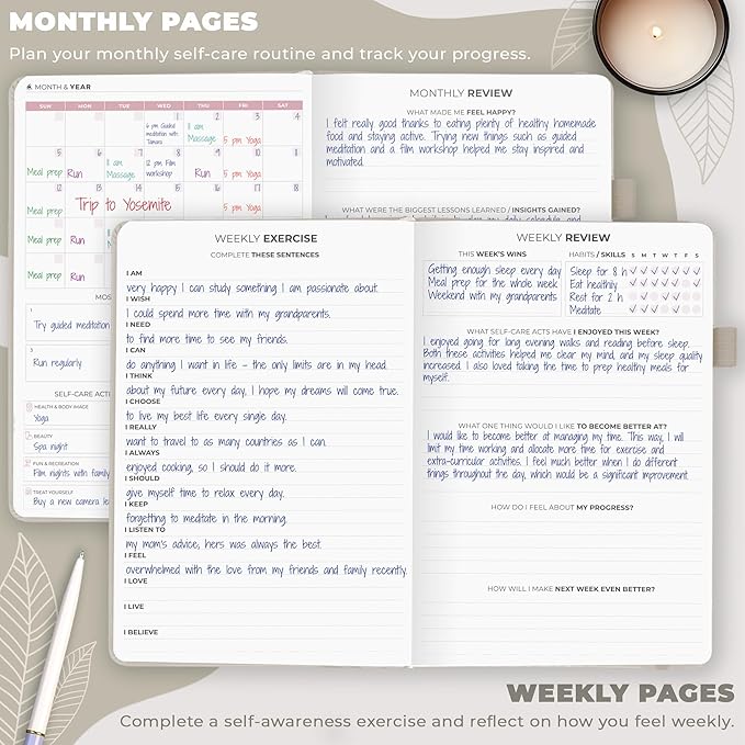 Clever Fox Self-Care Journal – Daily Reflection Notebook – Mental Health & Personal Development Planner, Meditation & Mood Log, A5 (Foggy Alps) - Bloomnest