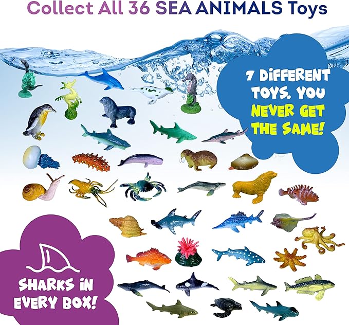 Made in USA Bath Bombs for Kids Surprise Toys Inside SEA Animals - 36 Ocean Toys Like Shark or Jellyfish | Natural Safe Bath Bombs Gift Set for Girls & Boys - Multicolored Organic Bubble Bath - Bloomnest