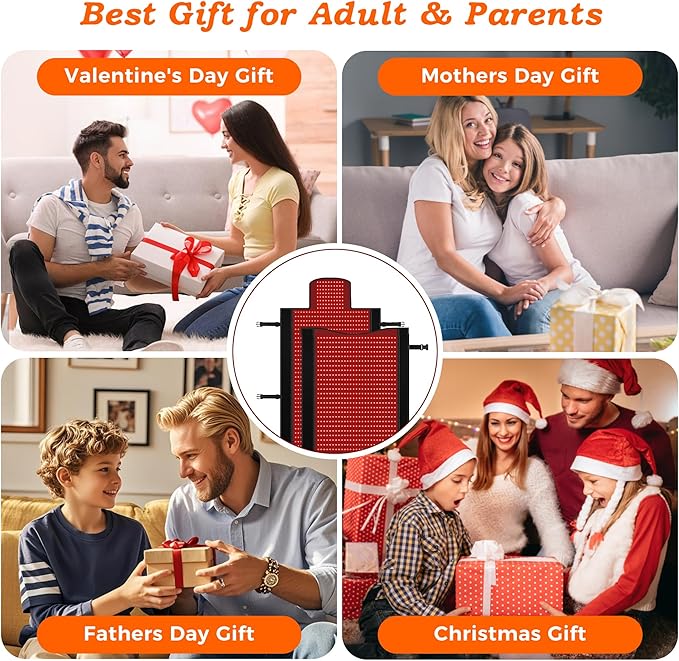 Full Body Red Light Therapy Mat, Large Size Red Light Therapy for Body 660 & 850nm Dual Wavelength Red Light Blanket, Birthday Christmas Gifts for Women Men Mom Dad Father Lover Black fyovuv