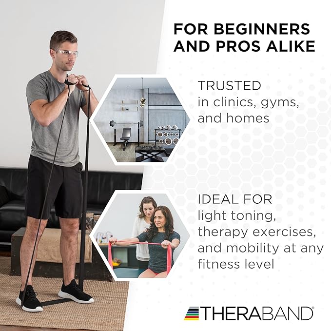 THERABAND Resistance Band, Black, Special Heavy, 50-Yard Roll, Latex Elastic Band for Exercise - Bloomnest