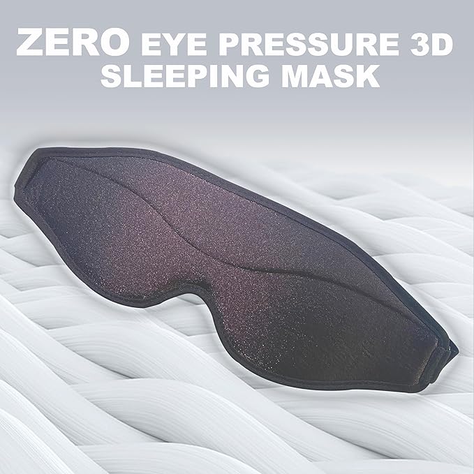 Sleep Eye Mask for Side Sleeper Men Women, Zero Eye Pressure 3D Sleeping Mask, Light Blocking Patented Design Night Blindfold, Soft Eye Shade Cover for Travel, Black - Bloomnest