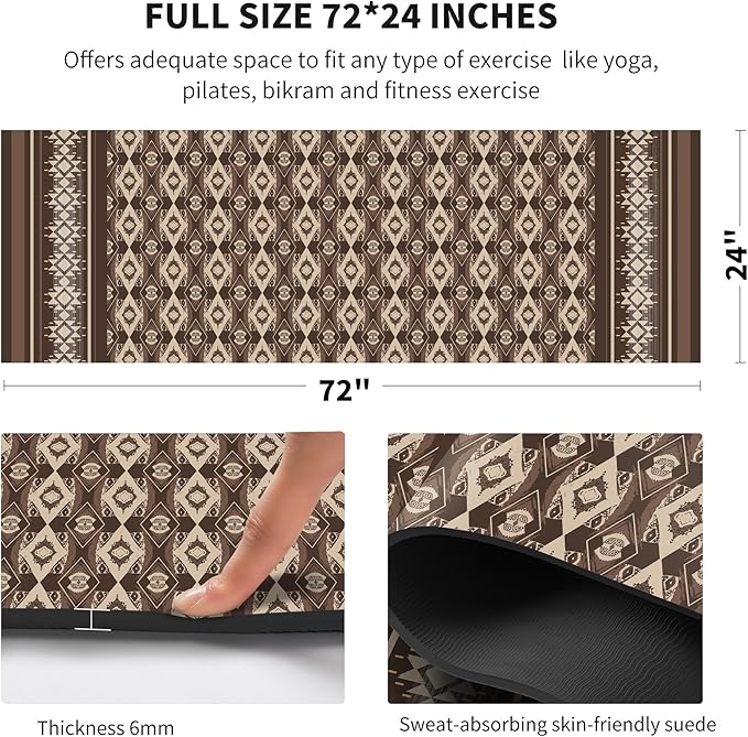 nuveti Yoga Mat Print Extra Thick TPE Non Slip Fitness Exercise Mat with Carrying Bag,72"x24" Extra Thick 6MM Exercise & Workout Mat for Yoga, Pilates Fitness and Floor Exercises - Bloomnest